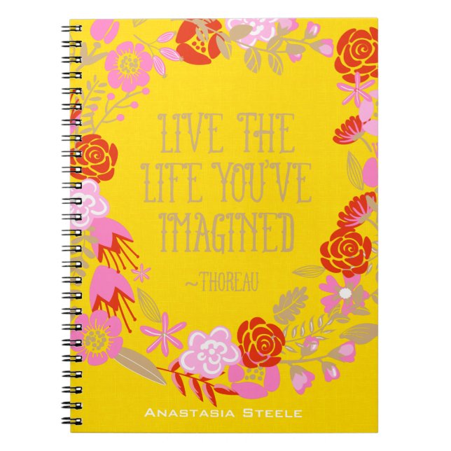 Personalised Inspiration Live Life Imagined Quote Notebook (Front)