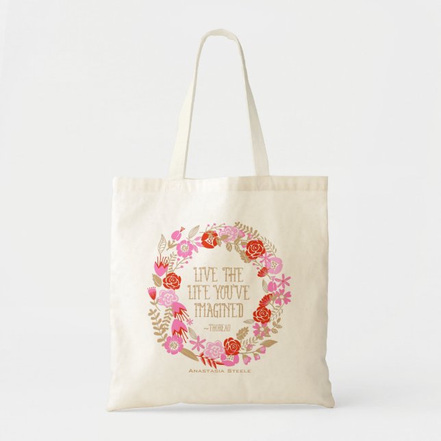 Personalised Inspiration Live Life Imagined Quote Tote Bag (Front)