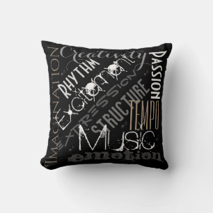 Personalised Inspiration Music Black, White, Grey Cushion