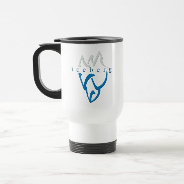 Personalised Inspirational Blue Abstract Iceberg Travel Mug (Left)