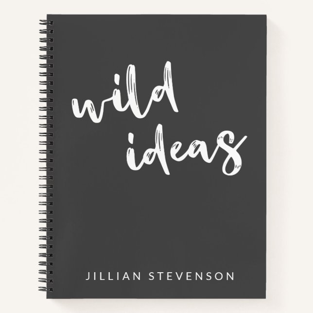Personalised Inspirational Ideas Black and White Notebook (Front)