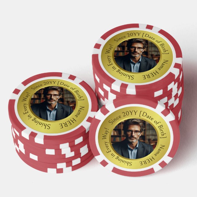 Personalised, Inspirational Photo Shining Birthday Poker Chips (Stack)