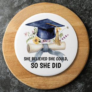 Personalised Inspirational Quote Floral Graduation 7.5 Cm Round Badge