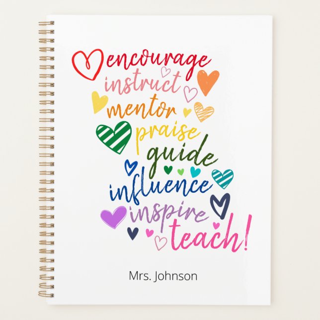Personalised Inspirational Quote Teacher Planner (Front)