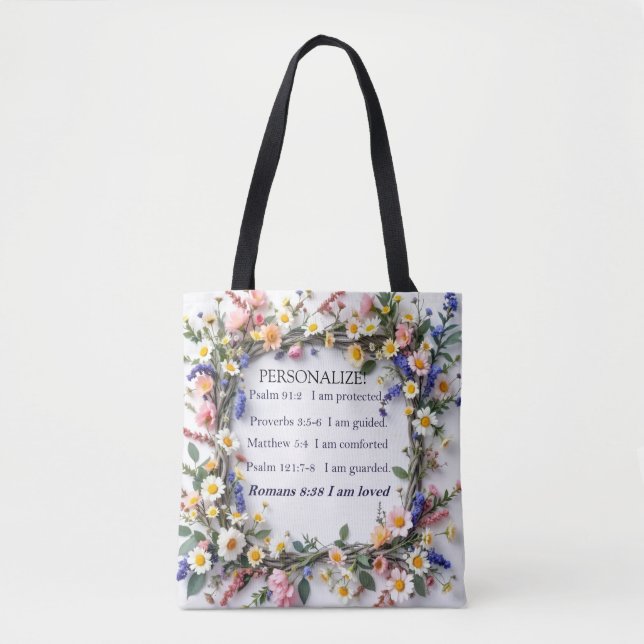 Personalised Inspirational Tote with wildflowers Bag (Front)