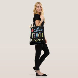  Personalised Inspire Colourful Quote Teacher   Tote Bag