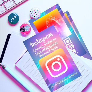 Personalised instagram logo photo and QR code Business Card