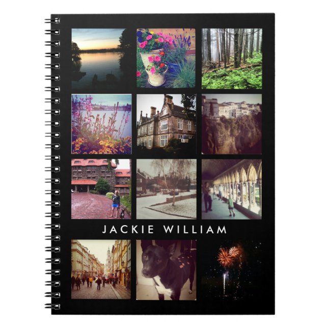 Personalised Instagram Photo Black Notebook (Front)