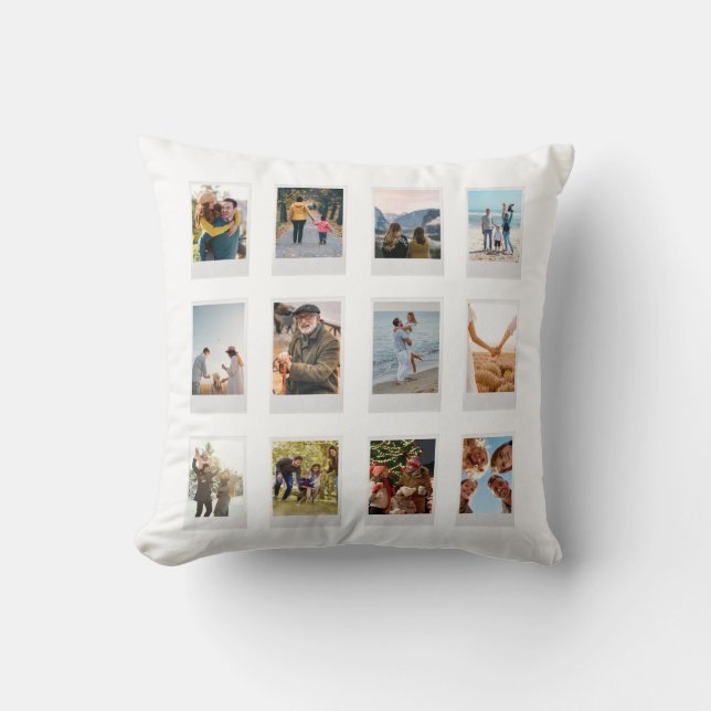 Personalised Instant Film 12 Photo Collage Cushion (Front)