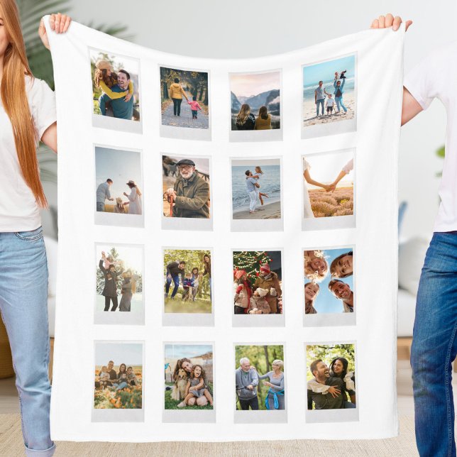 Personalised Instant Film 16 Photo Collage Fleece Blanket (Creator Uploaded)