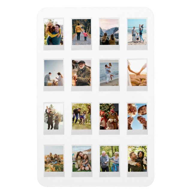 Personalised Instant Film 16 Photo Collage Magnet (Vertical)