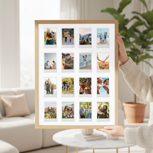 Personalised Instant Film 16 Photo Collage Poster