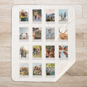 Personalised Instant Film 16 Photo Collage Sherpa Blanket