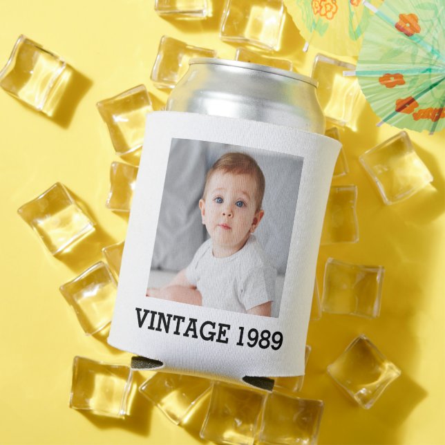 Personalised Insulated Can cooler, vintage  Can Cooler (In Situ Summer)