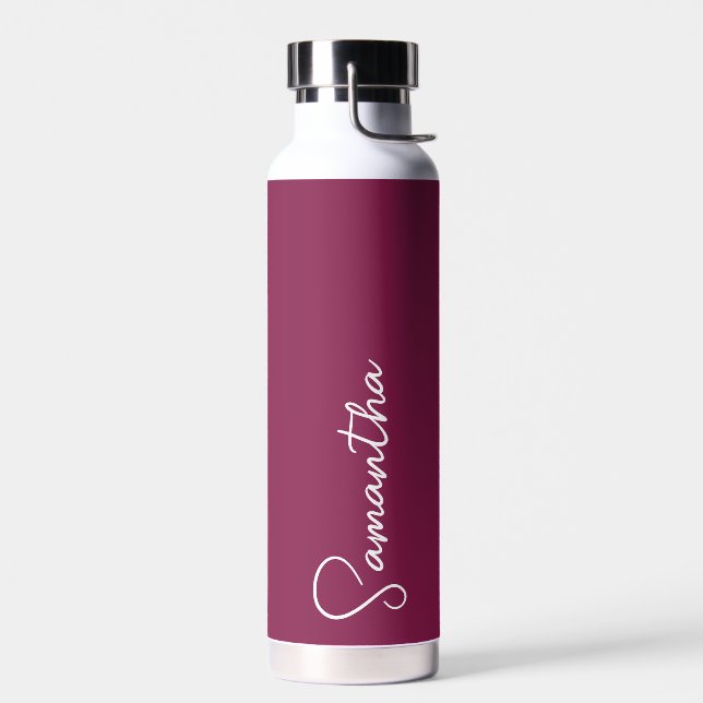 Personalised Insulated Water Bottle – Burgundy (Left)