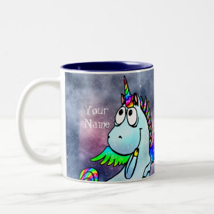 Personalised Inter-Galactic Christmas Snow Unicorn Two-Tone Coffee Mug