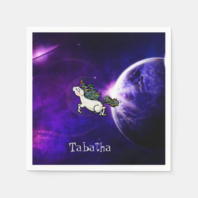 Personalised Inter-Galactic Space Unicorn Napkin (Front)