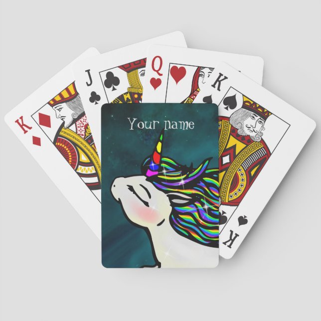 Personalised Inter-Galactic Space Unicorn Playing Cards (Back)