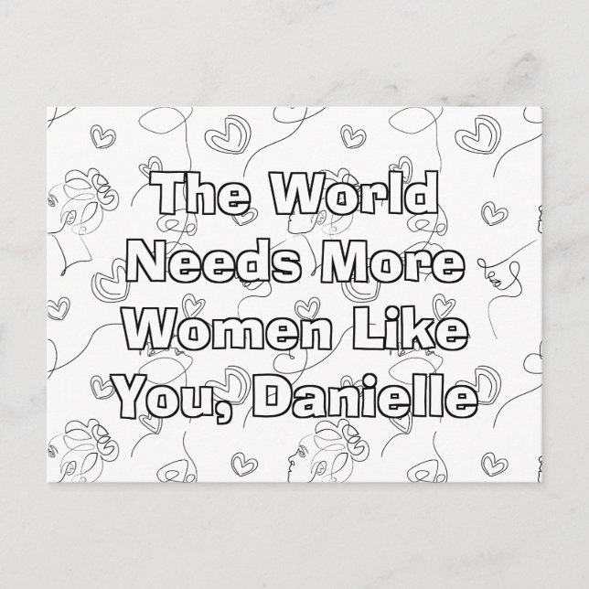 Personalised International Woman's Day Colouring Postcard (Front)