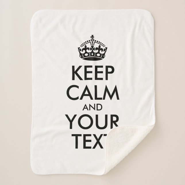 Personalised internet meme KEEP CALM and YOUR TEXT Sherpa Blanket (Front)