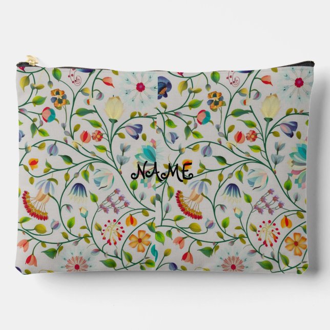 Personalised Intricate modern floral pattern Accessory Pouch (Front)