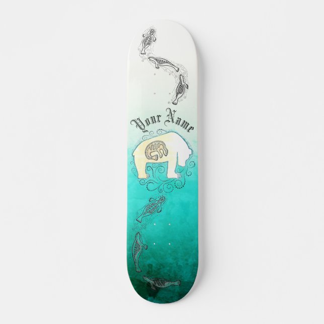 Personalised Inuit Seals and Polar Bear Skateboard (Front)