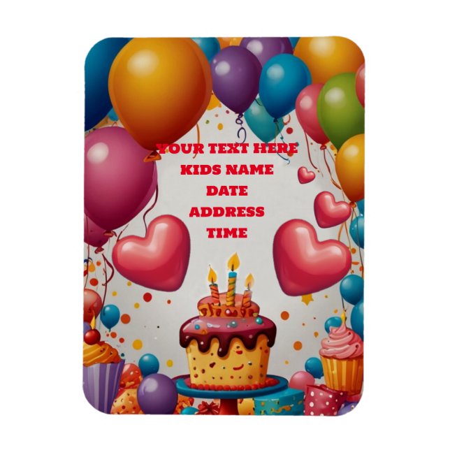 Personalised Invitation Birthday Postcard Invite Magnet (Vertical)