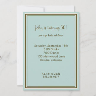 Personalised Invitation Brown and Aqua