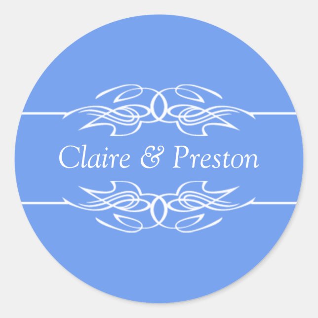Personalised Invitation Cornflower Blue Classic Round Sticker (Front)