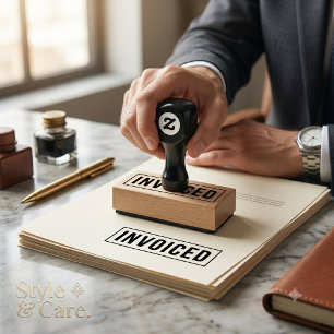 Personalised INVOICED Label Wood Art Rubber Stamp