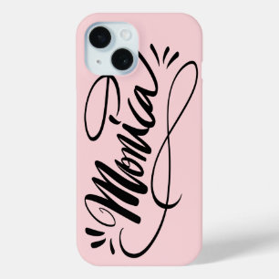Personalised iPhone 15 cover with the name Monica