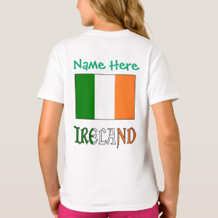 Personalised Ireland Flag Heritage Girls' T-Shirt