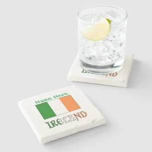 Personalised Ireland Flag Heritage Stone Coaster