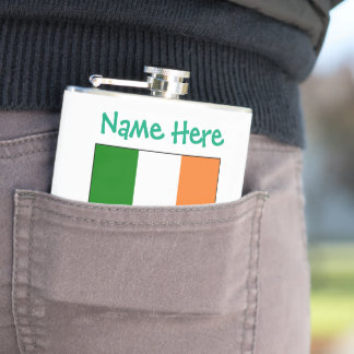 Personalised Ireland Flag Heritage Vinyl Hip Flask