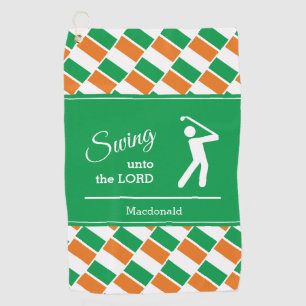 Personalised IRELAND FLAG Swing Unto The Lord Golf Towel
