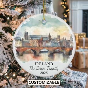 Personalised Ireland Ornament, Ireland Gift Ceramic Tree Decoration