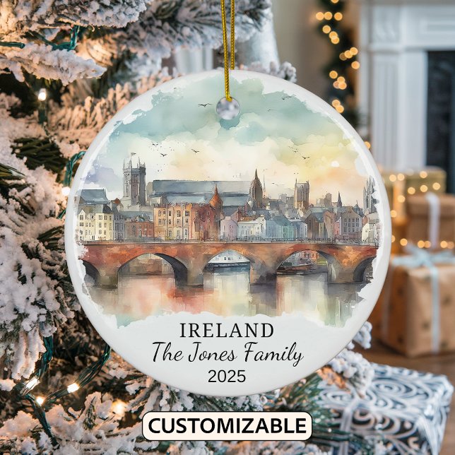 Personalised Ireland Ornament, Ireland Gift Ceramic Tree Decoration (Creator Uploaded)