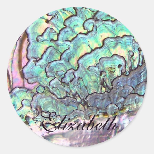 Personalised Iridescent Beautiful Natural Abalone Classic Round Sticker (Front)