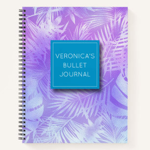Personalised Iridescent Pastel Palm Leaves Bullet Notebook