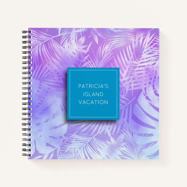 Personalised Iridescent Pastel Palm Notebook (Front)