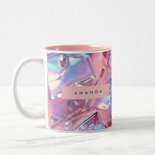 Personalised Iridescent Pink Ice with Shimmer Two-Tone Coffee Mug