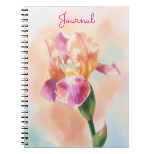 Personalised Iris Flower Pink Floral Art Journal