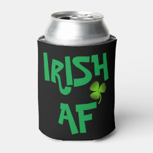 Personalised Irish AF Shamrock Black Can Cooler
