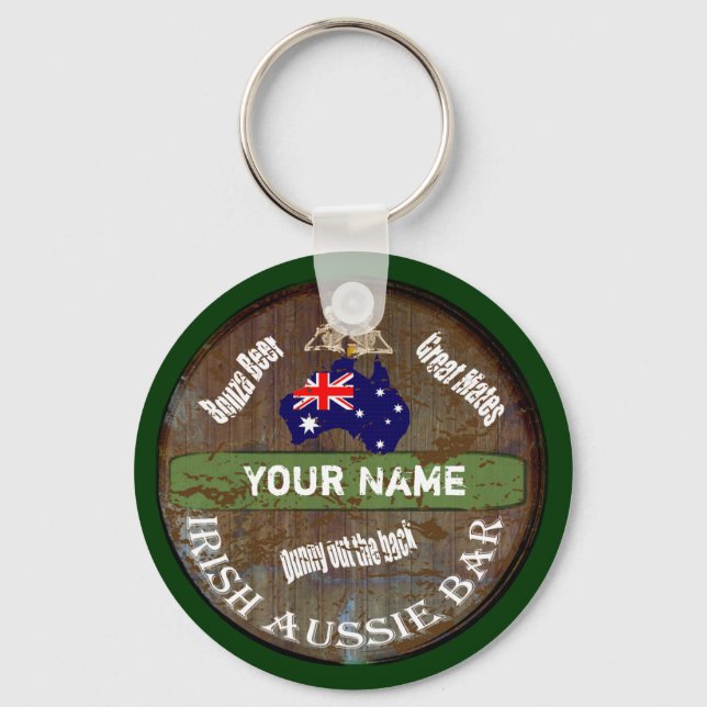 Personalised Irish Aussie pub sign Key Ring (Front)