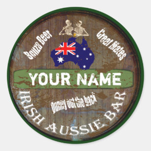 Personalised Irish Australian pub sign Classic Round Sticker