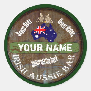 Personalised Irish Australian  pub sign Classic Round Sticker