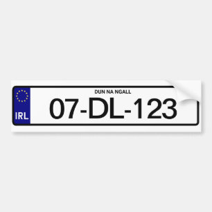 Personalised Irish Car Plate Ireland Bumper Sticker