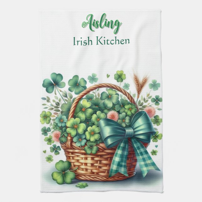 Personalised Irish Clover Kitchen Towels (Vertical)