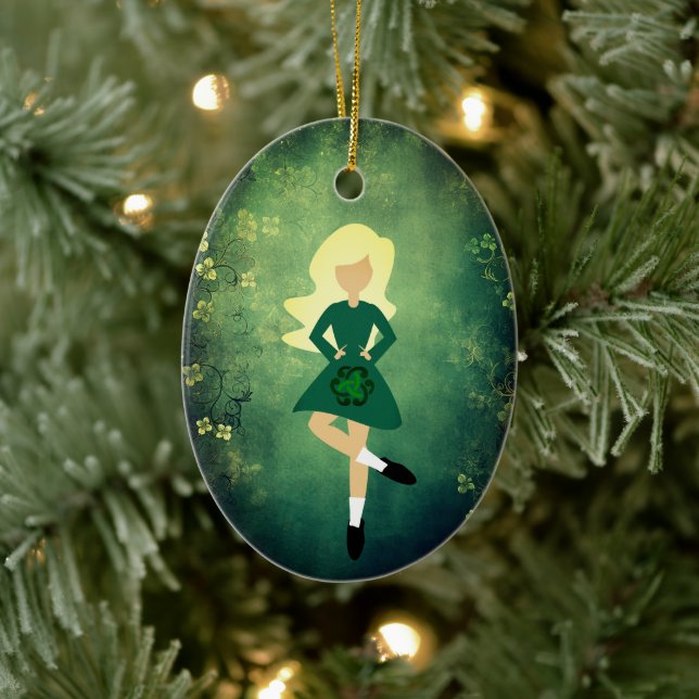 Personalised Irish Dance Blonde Hair Christmas Ceramic Tree Decoration (Tree)