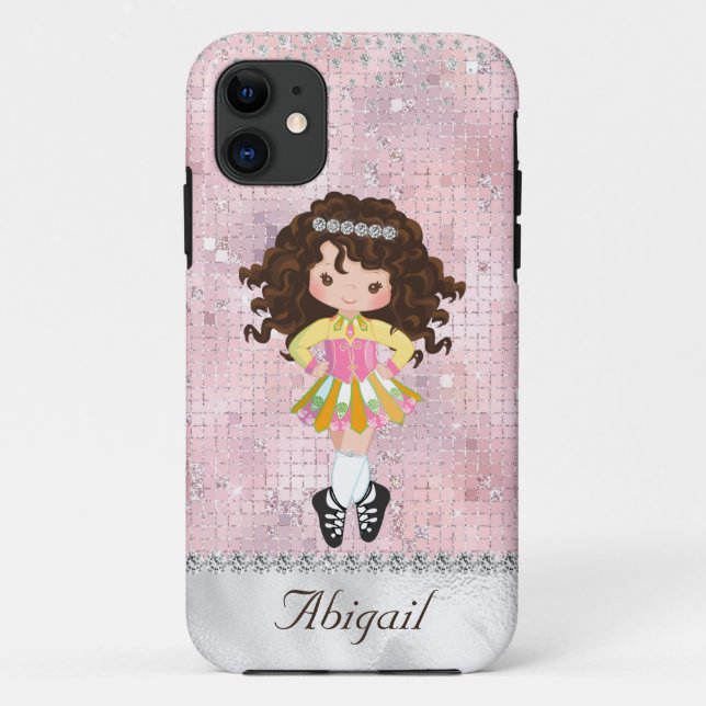 Personalised Irish Dance Brunette Girl Soft Shoe Case-Mate iPhone Case (Back)